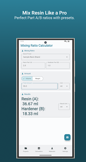 Resin Calculator Screenshot 1