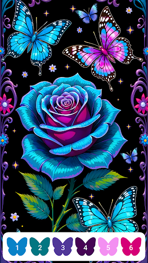 Rose Butterfly Color by Number Screenshot 2