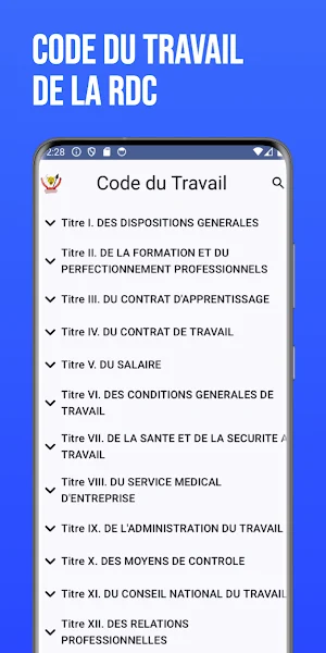 Code du travail de la RDC Screenshot 0