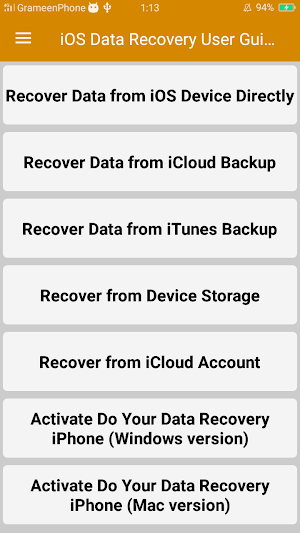 iOS Data Recovery User Guide Screenshot 0