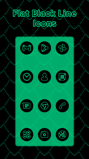 Emerald On Black Line Icons Screenshot 0