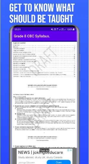 Grade 8 CBC Syllabus Guide Screenshot 1