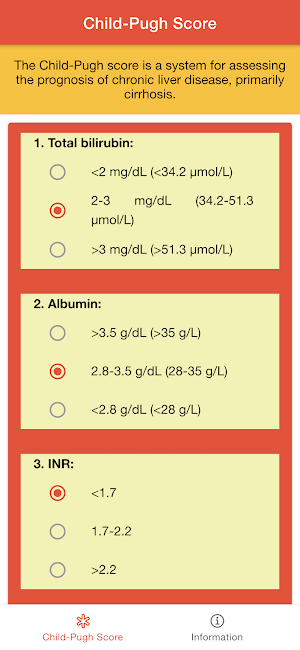 Child Pugh Score Calculator - Liver Disease Screenshot 0