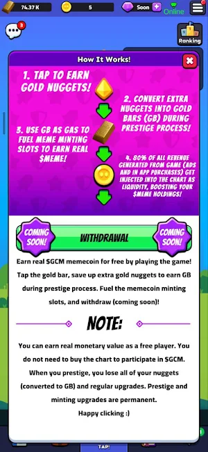 Gold Clicker Mining GCM/CMINER Screenshot 3