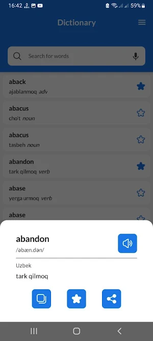 English-Uzbek Dictionary Screenshot 3