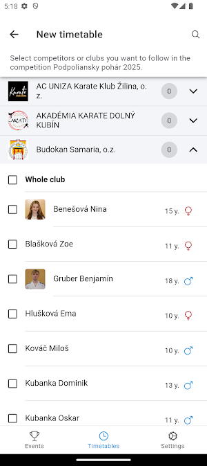 Súťaže KARATE mobile Screenshot 3