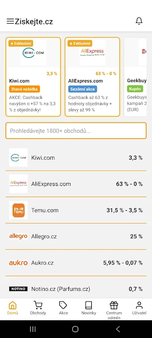 Cashback Ziskejte.cz Screenshot 0