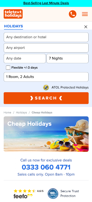 Teletext Holidays: Travel App Screenshot 1