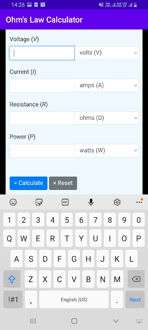 Ohm's Law Calculator Screenshot 3