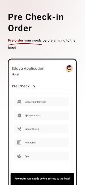 Edaya:CheckIn/out,Room Service Screenshot 2