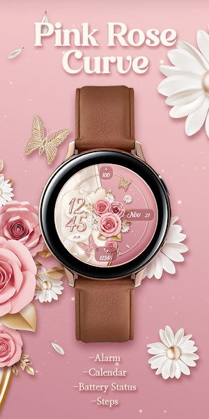 Pink Rose Curve_Watchface Screenshot 0