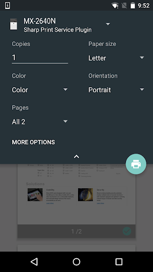 Sharp Print Service Plugin Screenshot 3