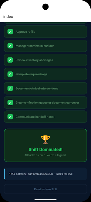 Pharmacist Daily Checklist Screenshot 2