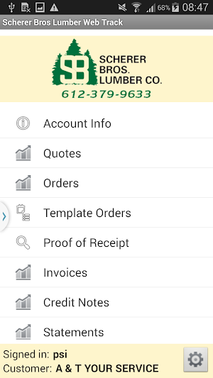 Scherer Bros Lumber Web Track Screenshot 1