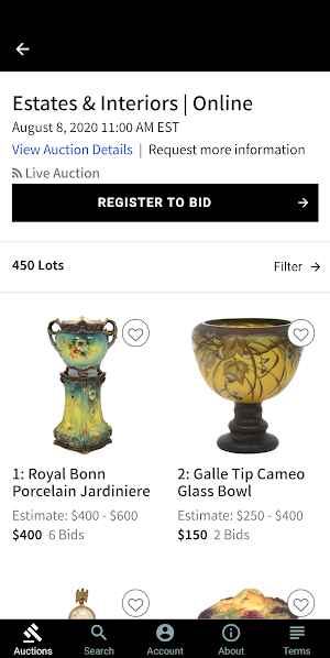 Fontaine's Auction Gallery Live Bidding Screenshot 1