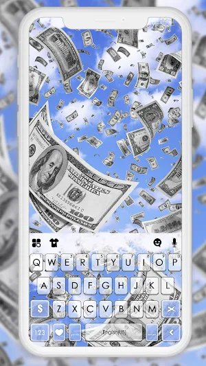 Flying Dollars Keyboard Background Screenshot 0