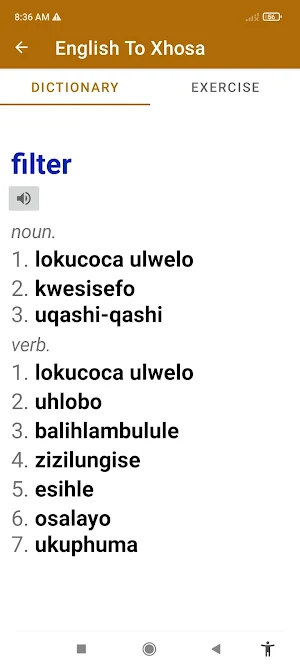 English To Xhosa Dictionary Screenshot 2