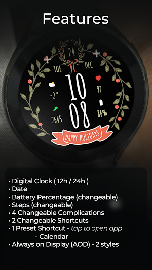 TVV Happy Holidays Watch Face Screenshot 2