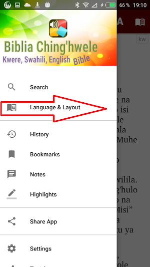 Kwere, Swahili, English Bible Screenshot 2