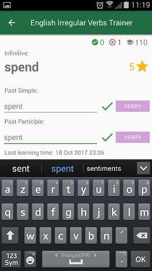 English Irregular Verbs Conjugation Trainer Screenshot 3