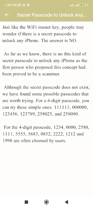 Unlock iPhone Master Codes Screenshot 3