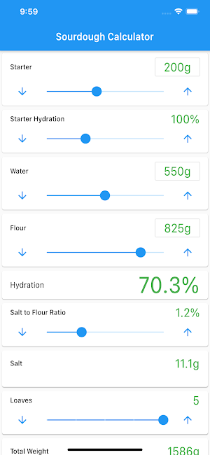 Sourdough Hydration Calculator Screenshot 0