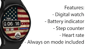 US Flag Digital Watch Face Screenshot 1