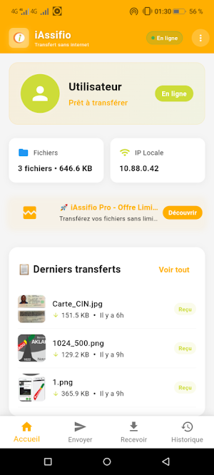 iAssifio : Transfert sans Net Screenshot 1