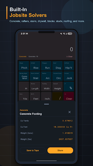 Construction Calculator Tool Screenshot 1