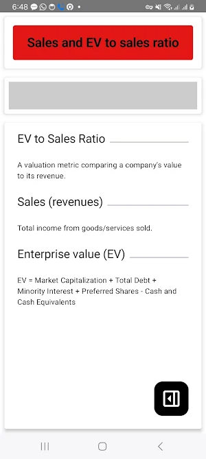EV to Sales Calculator Screenshot 3