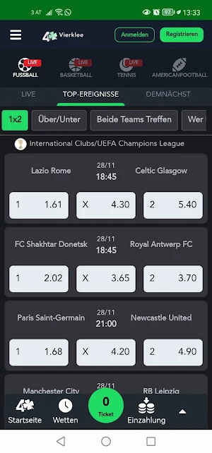 Vierklee Sportwetten App Screenshot 2