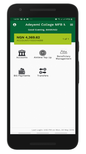 Adeyemi College Mobile Banking Screenshot 1
