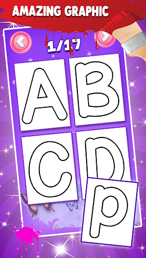 Alphabets Coloring book Glitter and Fireworks Screenshot 2