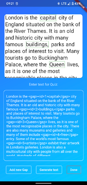 Fill The Gap Quiz Screenshot 1