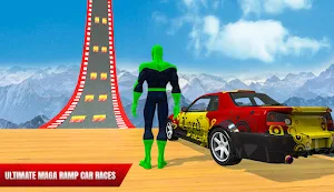 Superhero Mega Ramp Car Stunt Races: Well of Death Screenshot 0