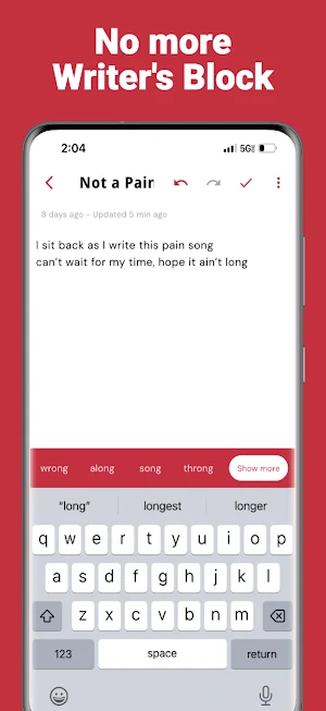 RHYMEBOOK: Songwriting Notepad Screenshot 1