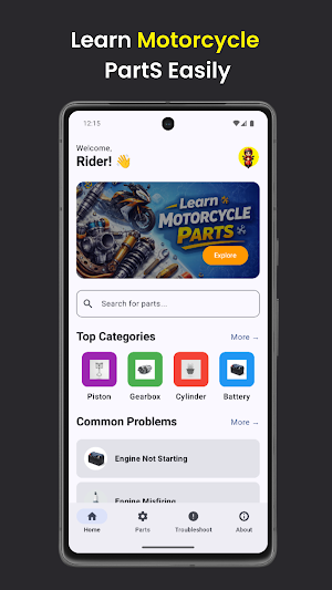 Learn Motorcycle Parts Screenshot 1