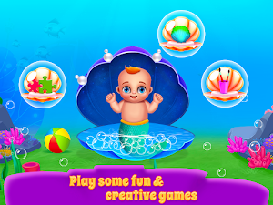 Mermaid Mom & Newborn - Babysitter Game Screenshot 1