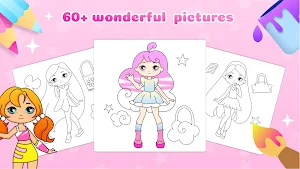 Girl Coloring Book Kids Games Screenshot 1