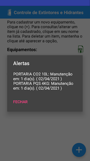 Controle de Extintores Screenshot 2