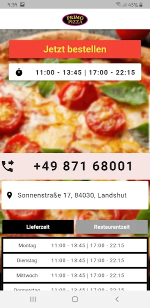 Primo Pizza Heimservice Screenshot 1