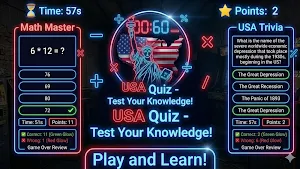 USA Trivia and Math Quiz Screenshot 1