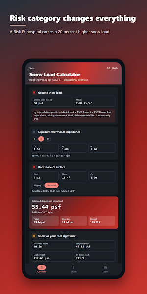 Snow Load Calculator Screenshot 2