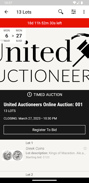 UNITED AUCTIONEERS Screenshot 1