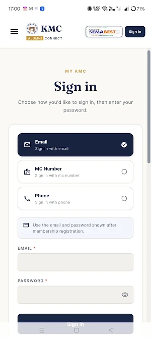 KMC Alumni Connect Screenshot 1