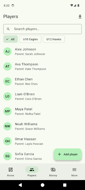ClubDues: Team Fees & Rosters Screenshot 1