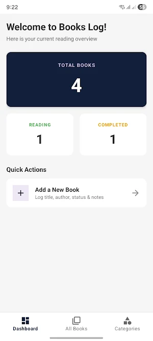 Books Log - Library Management Screenshot 0