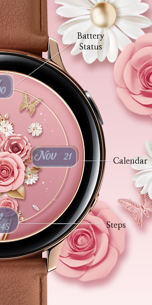 Pink Rose Curve_Watchface Screenshot 2
