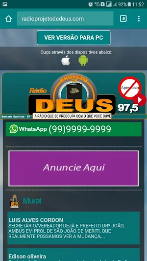 Radio Projeto de Deus 97,5 Screenshot 3