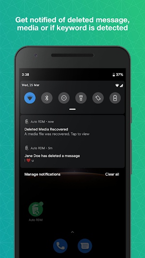 Auto RDM - Recover deleted messages & status saver Screenshot 1
